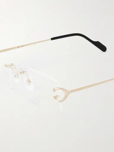 Cartier Eyewear Rectangle-Frame Gold-Tone Optical Glasses - Men | Thumbnail 4