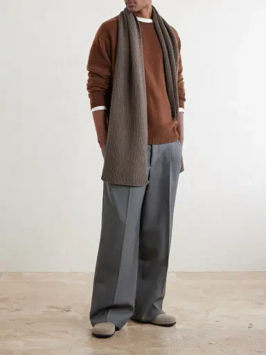 John Smedley Stark Ribbed Recycled-Cashmere and Wool-Blend Scarf - Men | Thumbnail 2 John Smedley Stark Ribbed Recycled-Cashmere and Wool-Blend Scarf - Men | Thumbnail 2
