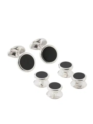 DEAKIN & FRANCIS Enamel and Sterling Silver Cufflinks and Dress Studs Set - Men | Thumbnail 1