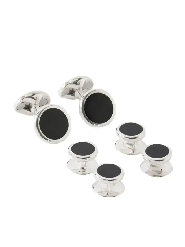 DEAKIN & FRANCIS Enamel and Sterling Silver Cufflinks and Dress Studs Set - Men