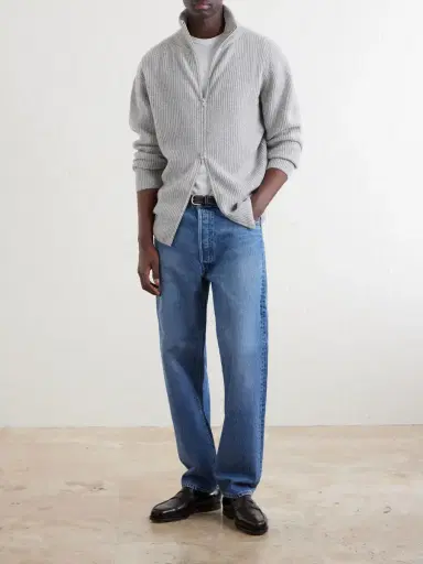 John Smedley Mallam Ribbed Recycled-Cashmere and Wool-Blend Zip-Up Cardigan - Men | Thumbnail 2 John Smedley Mallam Ribbed Recycled-Cashmere and Wool-Blend Zip-Up Cardigan - Men | Thumbnail 2