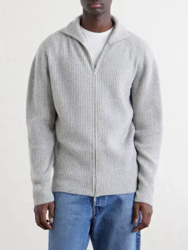 John Smedley Mallam Ribbed Recycled-Cashmere and Wool-Blend Zip-Up Cardigan - Men | Thumbnail 3 John Smedley Mallam Ribbed Recycled-Cashmere and Wool-Blend Zip-Up Cardigan - Men | Thumbnail 3