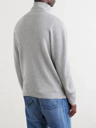 John Smedley Mallam Ribbed Recycled-Cashmere and Wool-Blend Zip-Up Cardigan - Men | Thumbnail 4 John Smedley Mallam Ribbed Recycled-Cashmere and Wool-Blend Zip-Up Cardigan - Men | Thumbnail 4