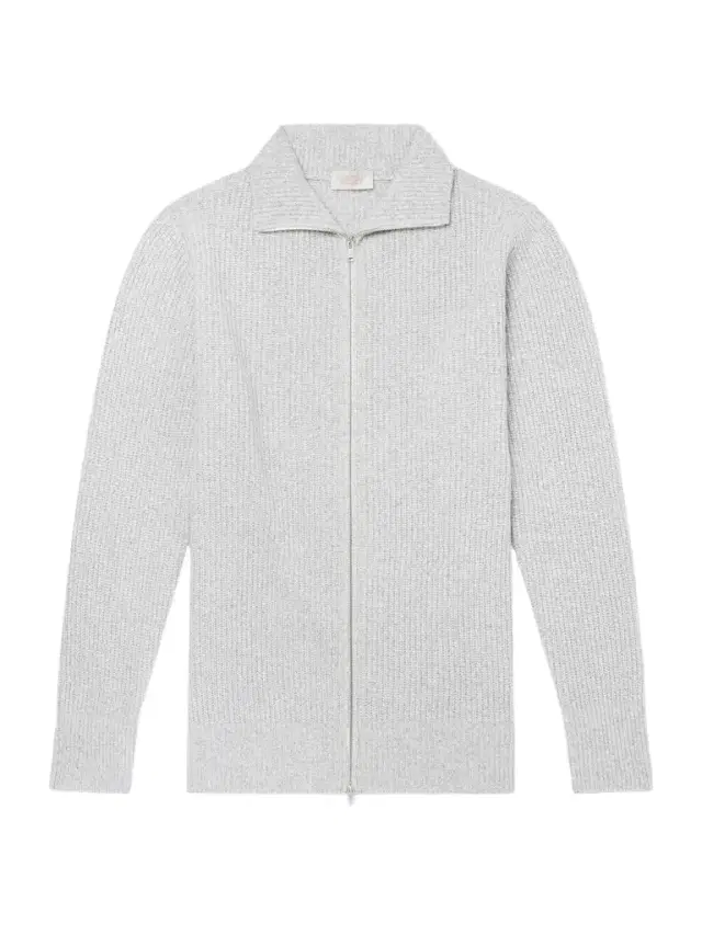 John Smedley Mallam Ribbed Recycled-Cashmere and Wool-Blend Zip-Up Cardigan - Men