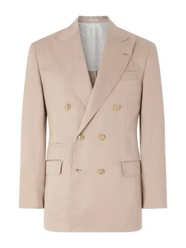Brunello Cucinelli Double-Breasted Silk and Linen-Blend Twill Blazer - Men | Thumbnail 1