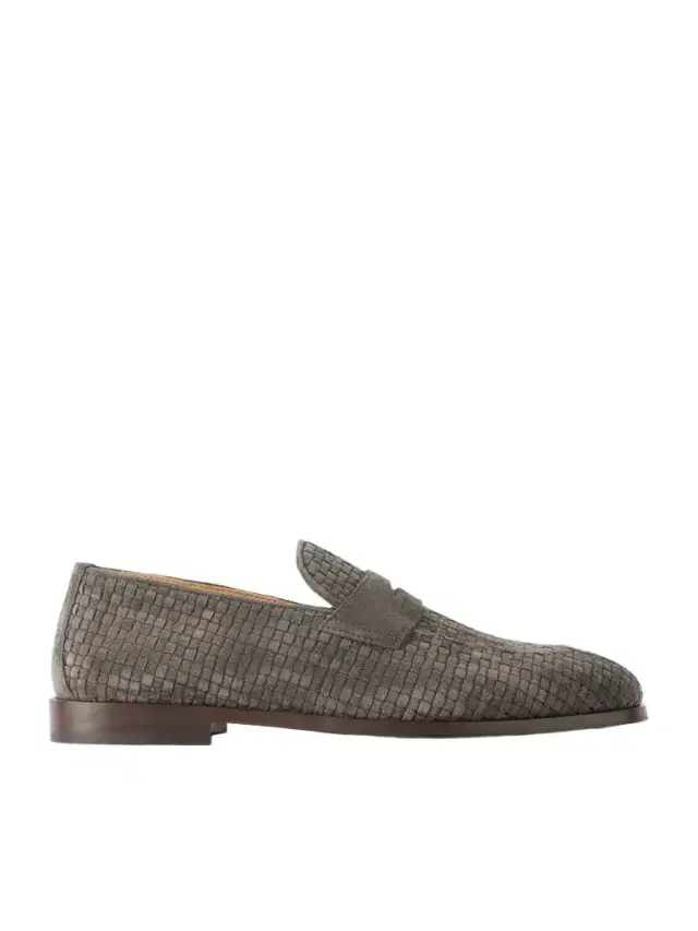 Brunello Cucinelli Woven Suede Penny Loafers - Men