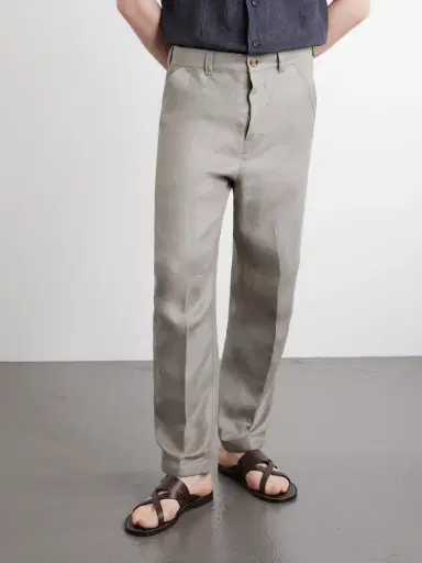 Brunello Cucinelli Straight-Leg Herringbone Linen Trousers - Men | Thumbnail 3