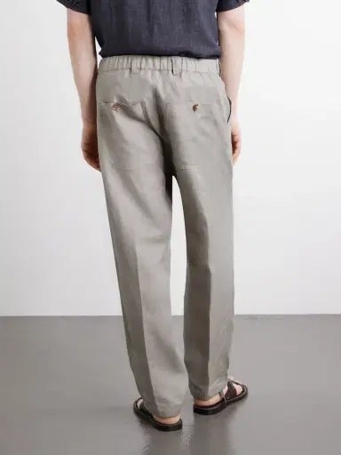 Brunello Cucinelli Straight-Leg Herringbone Linen Trousers - Men | Thumbnail 4