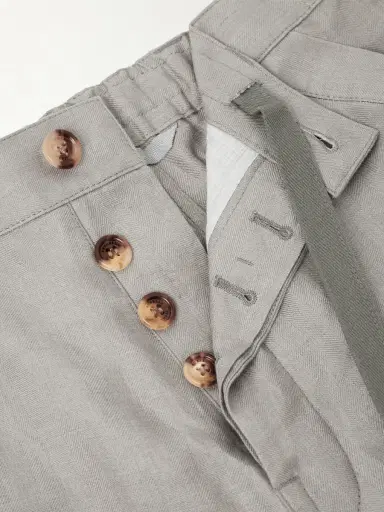 Brunello Cucinelli Straight-Leg Herringbone Linen Trousers - Men | Thumbnail 5