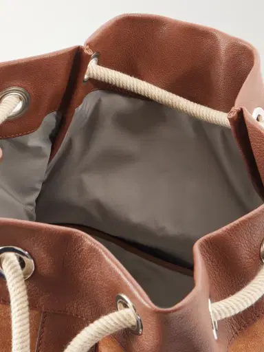 Brunello Cucinelli Leather-Trimmed Suede Backpack - Men | Thumbnail 6 Brunello Cucinelli Leather-Trimmed Suede Backpack - Men | Thumbnail 6