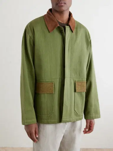 Kartik Research Jodhpur Embroidered Suede-Trimmed Cotton Jacket - Men | Thumbnail 3 Kartik Research Jodhpur Embroidered Suede-Trimmed Cotton Jacket - Men | Thumbnail 3