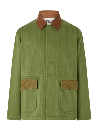 Kartik Research Jodhpur Embroidered Suede-Trimmed Cotton Jacket - Men | Thumbnail 1 Kartik Research Jodhpur Embroidered Suede-Trimmed Cotton Jacket - Men | Thumbnail 1