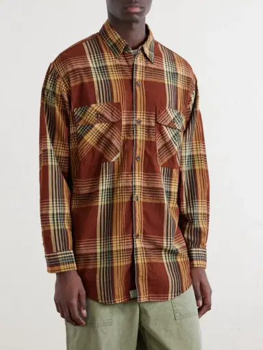 OrSlow Checked Cotton and Linen-Blend Shirt - Men | Thumbnail 3