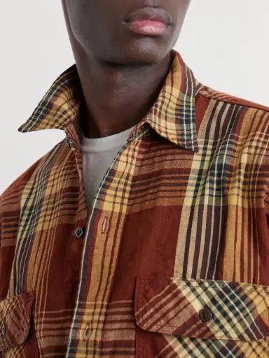 OrSlow Checked Cotton and Linen-Blend Shirt - Men | Thumbnail 5