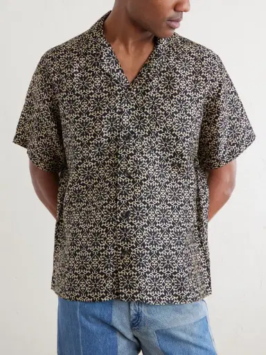 Kartik Research Camp-Collar Printed Silk Shirt - Men | Thumbnail 3