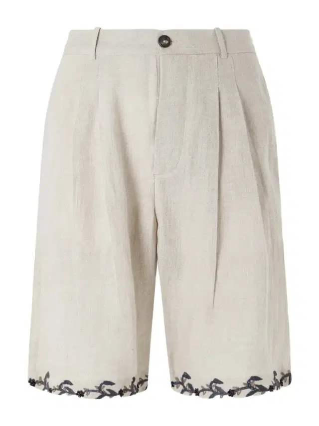 Kartik Research Straight-Leg Pleated Embroidered Linen Shorts - Men