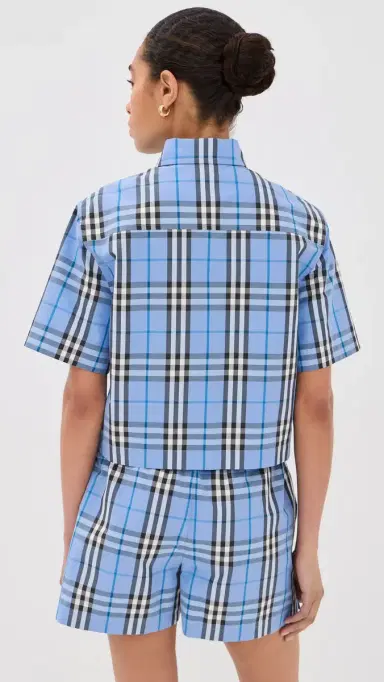 Burberry Abby Check Crop Top Cornflower Blue | Thumbnail 3