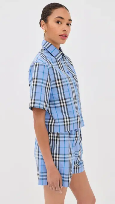 Burberry Abby Check Crop Top Cornflower Blue | Thumbnail 4