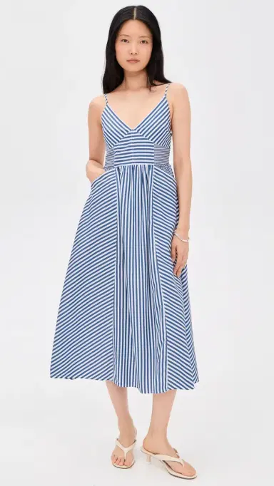 TANYA TAYLOR Vivien Dress Optic White/French Blue 8 | Thumbnail 2 TANYA TAYLOR Vivien Dress Optic White/French Blue 8 | Thumbnail 2