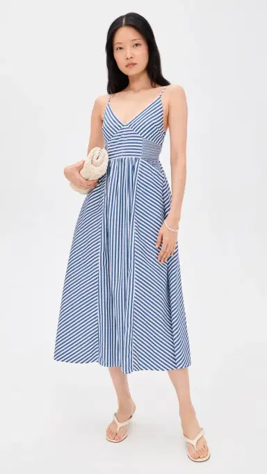 TANYA TAYLOR Vivien Dress Optic White/French Blue 8 | Thumbnail 5 TANYA TAYLOR Vivien Dress Optic White/French Blue 8 | Thumbnail 5