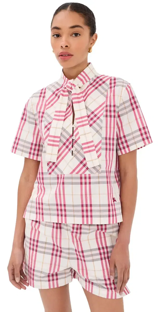 Burberry Olea Plaid Top Aubergine Purple