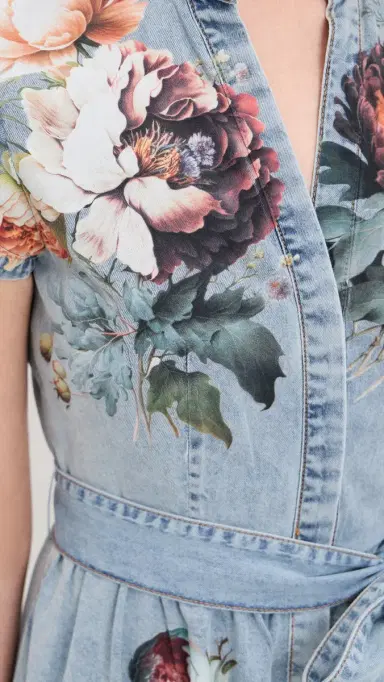 ALICE + OLIVIA Lucy Mini Denim Shirt Dress Sierra Vintage/Multi | Thumbnail 6