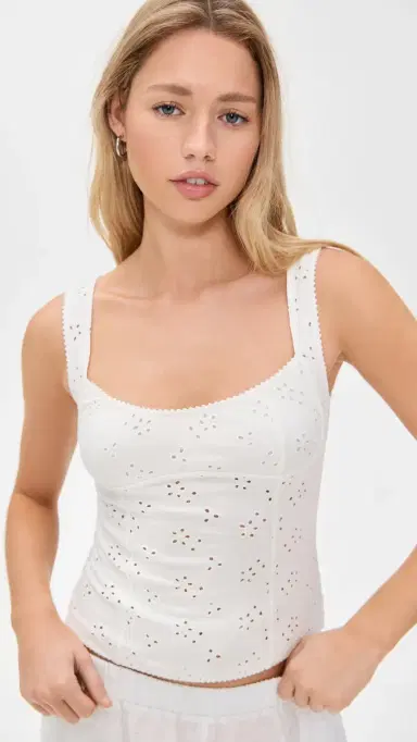 Free People Full Bloom Eyelet Cami Ivory L | Thumbnail 2