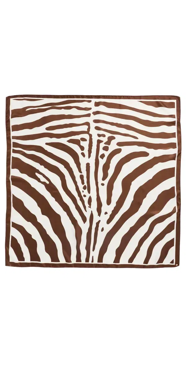 Lele Sadoughi Oversized Zebra Square Satin Scarf Walnut One Size