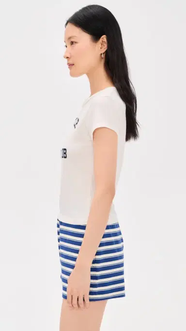 Sporty & Rich Varsity Crest Essential Tee Ecru Navy | Thumbnail 4