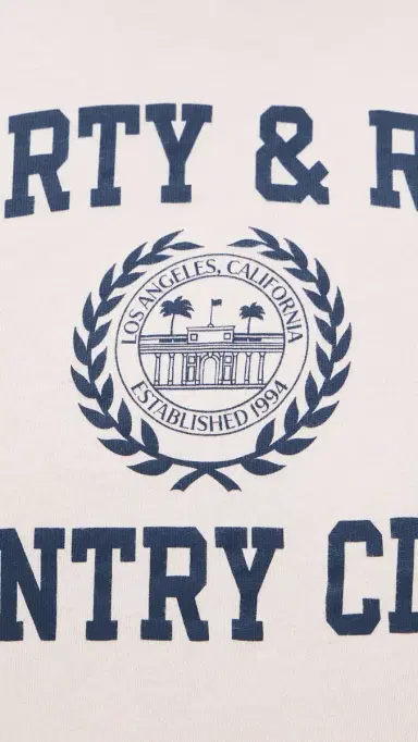 Sporty & Rich Varsity Crest Essential Tee Ecru Navy | Thumbnail 6