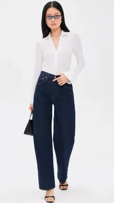 Alice + Olivia Freya Fitted Button Down Thong Bodysuit Off White S | Thumbnail 5