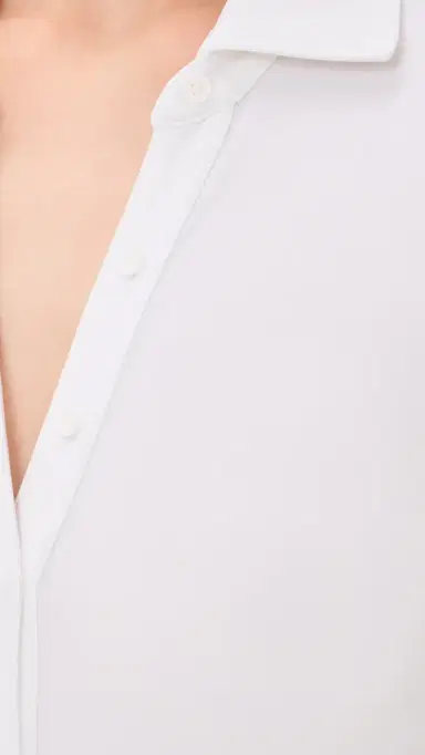 Alice + Olivia Freya Fitted Button Down Thong Bodysuit Off White S | Thumbnail 6