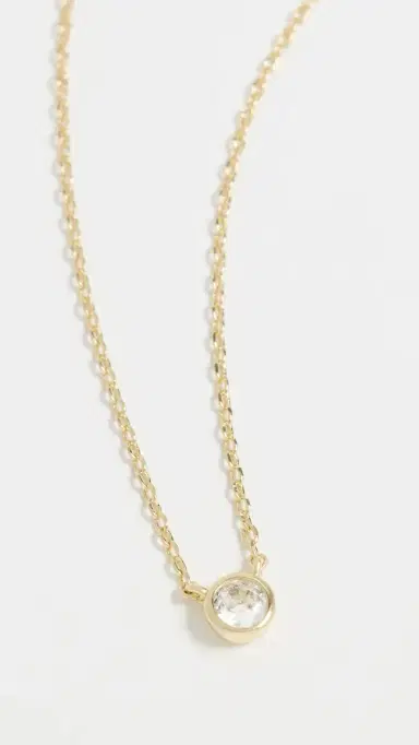 By Adina Eden Mini Cubic Zirconia Bezel Pendant Necklace Gold One Size | Thumbnail 2