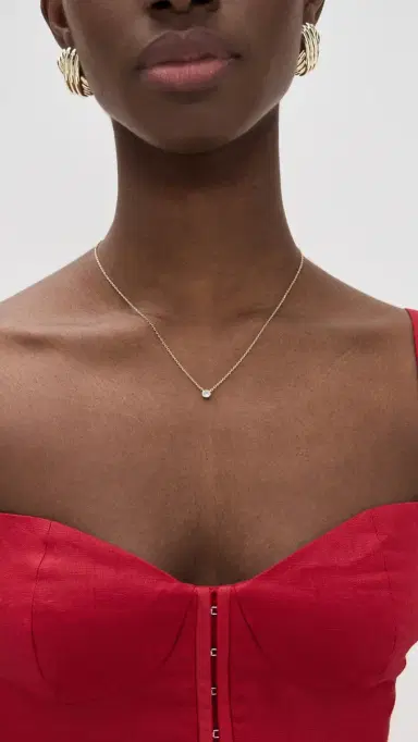 By Adina Eden Mini Cubic Zirconia Bezel Pendant Necklace Gold One Size | Thumbnail 3