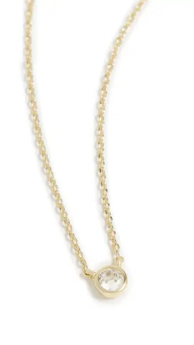 By Adina Eden Mini Cubic Zirconia Bezel Pendant Necklace Gold One Size | Thumbnail 6