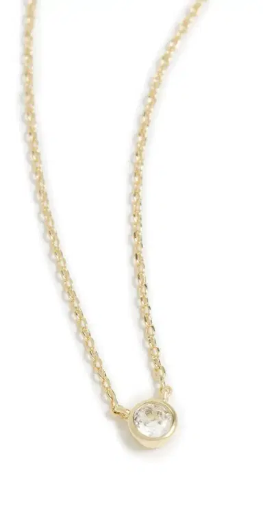 By Adina Eden Mini Cubic Zirconia Bezel Pendant Necklace Gold One Size | Thumbnail 1