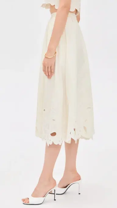 Cinq à Sept Paisley Bloom Embroidered Espe Skirt Cream/White 8 | Thumbnail 4
