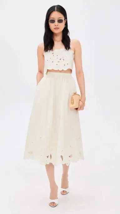 Cinq à Sept Paisley Bloom Embroidered Espe Skirt | Thumbnail 5