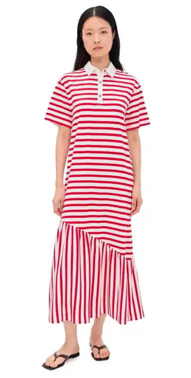 Never Fully Dressed Red Stripe Jersey Dress Red | Thumbnail 1 Never Fully Dressed Red Stripe Jersey Dress Red | Thumbnail 1