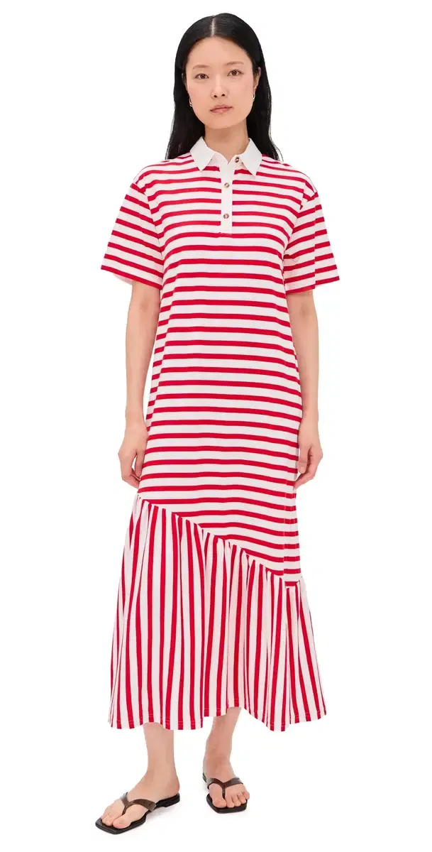 Never Fully Dressed Red tripe Jersey Dress Red