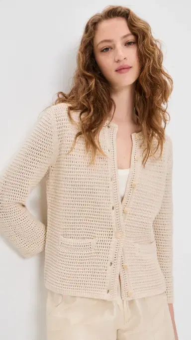 Vince Crochet Cardi Jacket Natural | Thumbnail 2