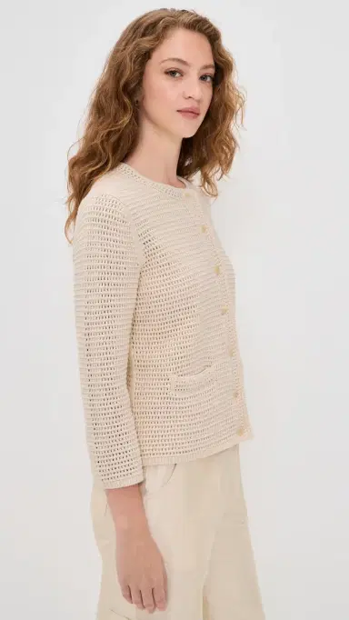 Vince Crochet Cardi Jacket Natural | Thumbnail 4