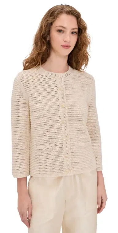 Vince Crochet Cardi Jacket Natural | Thumbnail 1