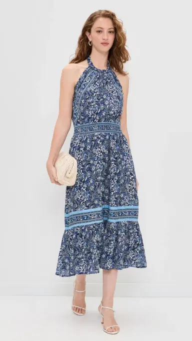 Ramy Brook Printed Delia Dress Navy Floral | Thumbnail 5
