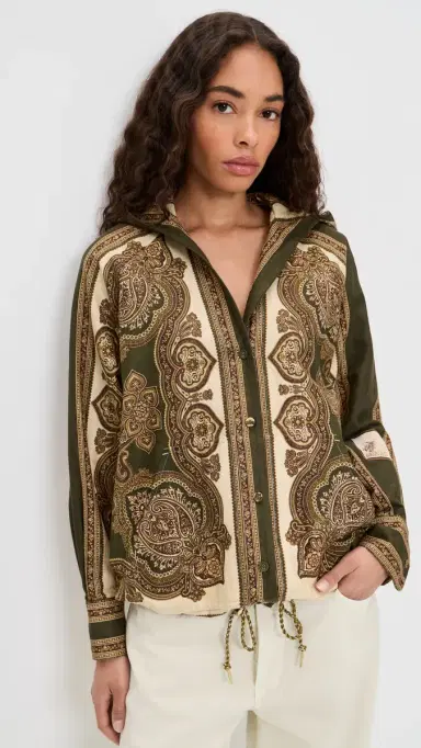 Zimmermann Mahon Hooded Shirt Olive Paisley | Thumbnail 2 Zimmermann Mahon Hooded Shirt Olive Paisley | Thumbnail 2