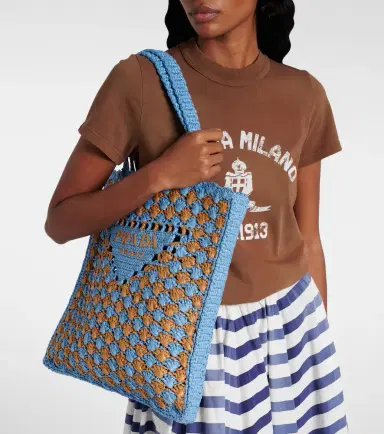 Prada Logo crochet shopper | Thumbnail 6