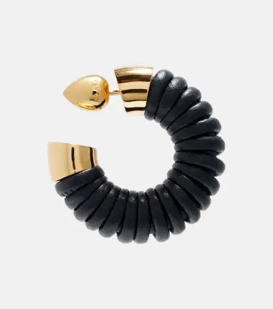 Alaïa Alaïa Bobine leather-trimmed hoop earrings | Thumbnail 2