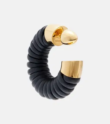 Alaïa Alaïa Bobine leather-trimmed hoop earrings | Thumbnail 3