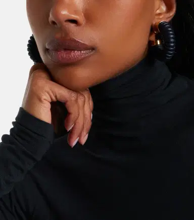 Alaïa Alaïa Bobine leather-trimmed hoop earrings | Thumbnail 5