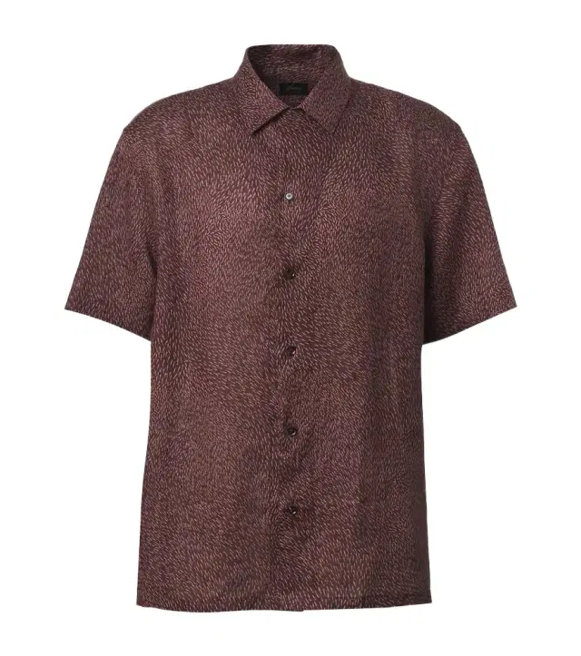 Printed linen bowling shirt